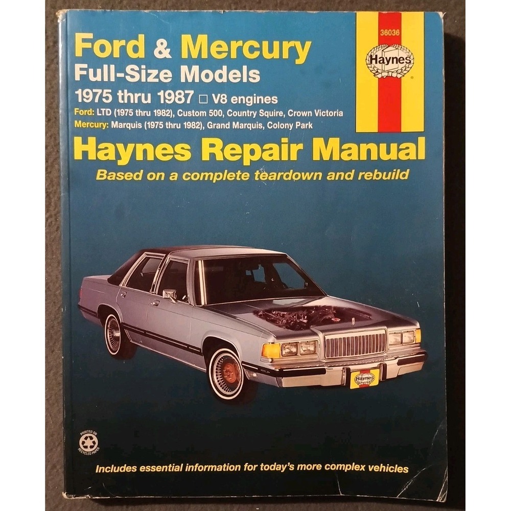 Haynes Repair Manual 36036 Ford & Mercury Full-Size Models 1975-1987 V-8 Engines